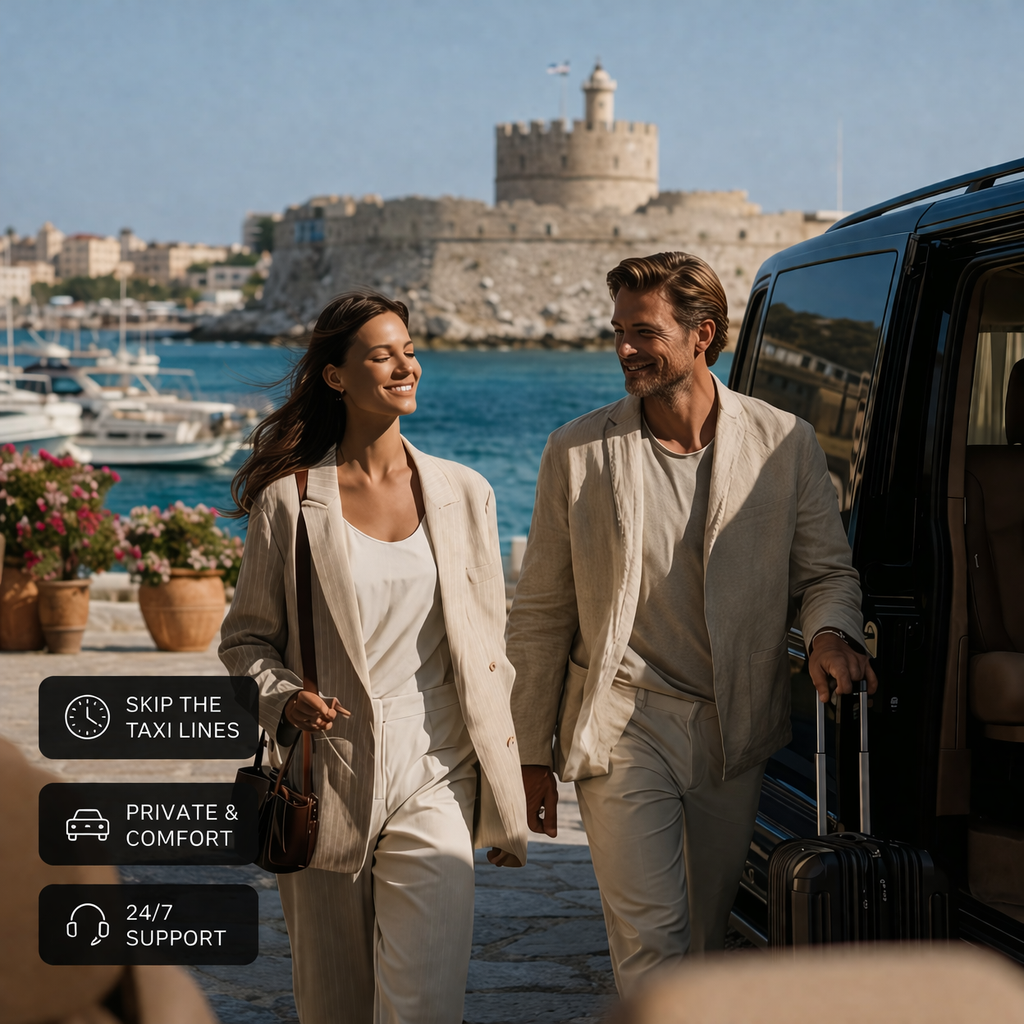 Professional chauffeur luxury minivan private transfer in rhodes